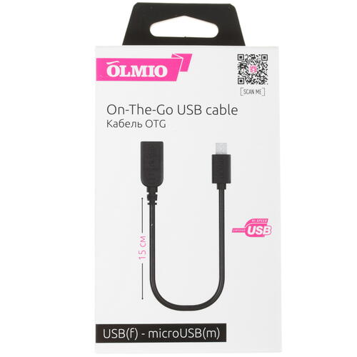 Купить OTG-кабель Olmio черный  1387378. Характеристики, отзывы и цены в Донецке