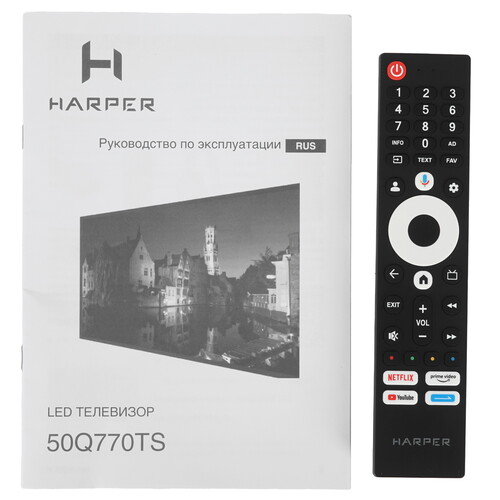 Купить 50" (126 см) Телевизор Harper 50Q770TS черный  9207653. Характеристики, отзывы и цены в Донецке