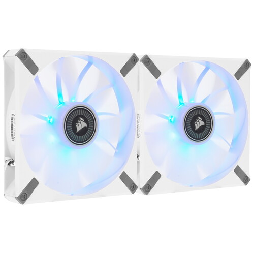 Купить Комплект вентиляторов Corsair iCUE ML140 RGB ELITE White Double Pack  5610084. Характеристики, отзывы и цены в Донецке