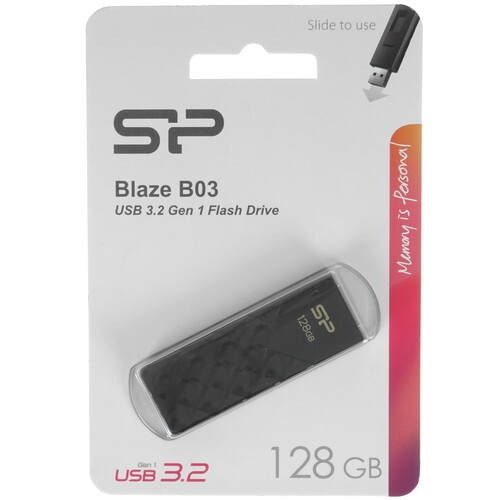 Купить Память USB Flash 128 ГБ Silicon Power Blaze B03 [SP128GBUF3B03V1K]  5046300. Характеристики, отзывы и цены в Донецке