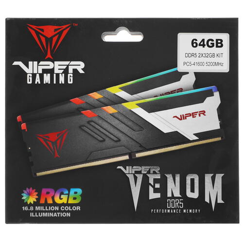 Купить Оперативная память Patriot Viper Venom RGB [PVVR564G520C40K] 64 ГБ  5093671. Характеристики, отзывы и цены в Донецке