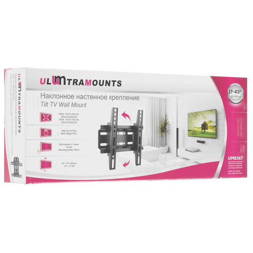 Купить Кронштейн для ТВ UltraMounts UM836T черный  9200249. Характеристики, отзывы и цены в Донецке