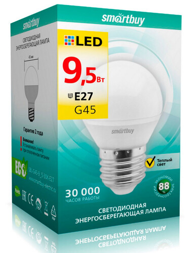 Купить Лампа светодиодная Smartbuy SBL-G45-9_5-30K-E27  9104995. Характеристики, отзывы и цены в Донецке