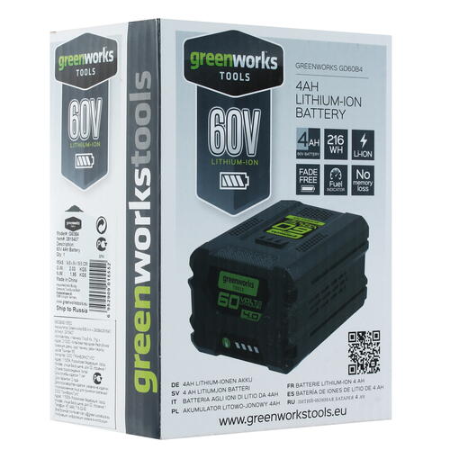 Купить Аккумулятор GreenWorks G60B4 60V  1123900. Характеристики, отзывы и цены в Донецке