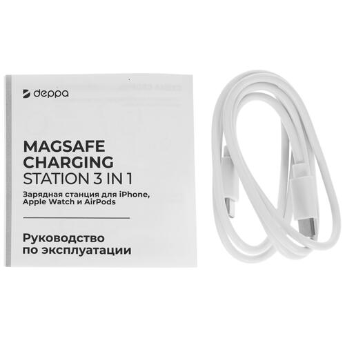 Купить Беспроводное зарядное устройство DEPPA MagSafe Charging Station 3-in-1 белый  9113418. Характеристики, отзывы и цены в Донецке