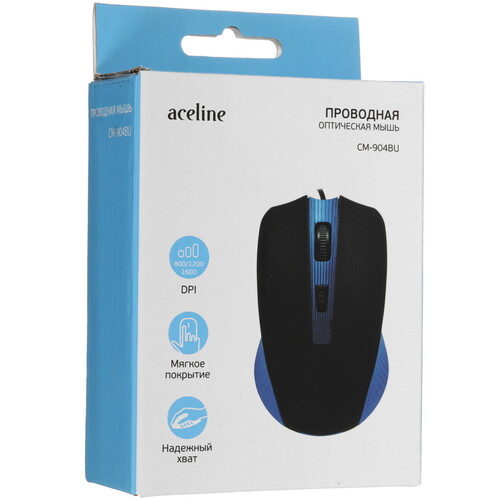 Купить Мышь проводная Aceline CM-904BU  черный  5459309. Характеристики, отзывы и цены в Донецке