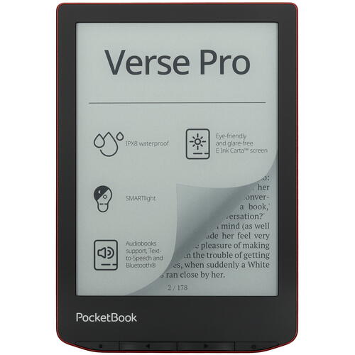 Купить 6" Электронная книга PocketBook 634 Verse Pro красный  5449735. Характеристики, отзывы и цены в Донецке
