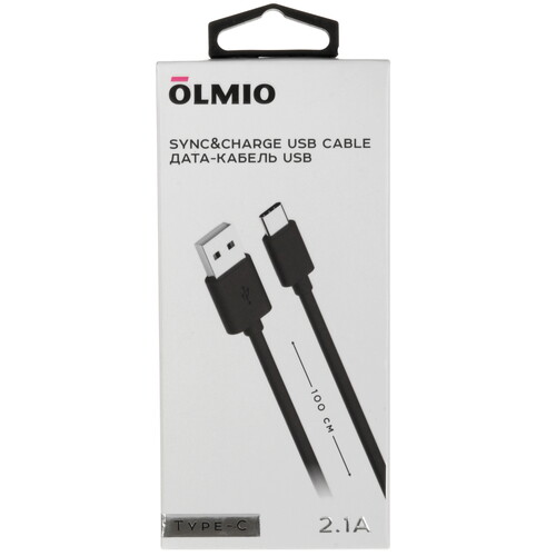 Купить Кабель круглый Olmio USB Type-C - USB 2.0 Type-A черный 1 м  5466503. Характеристики, отзывы и цены в Донецке
