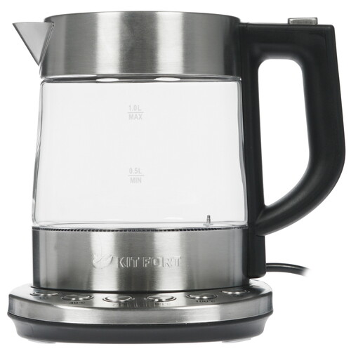 Купить Электрочайник Kitfort КТ-648 серебристый  8136642. Характеристики, отзывы и цены в Донецке