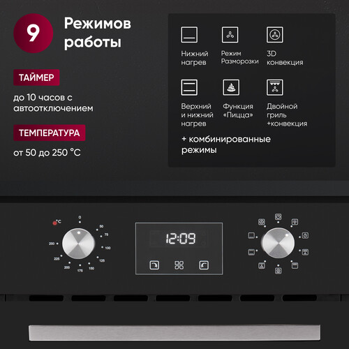 Купить Электрический духовой шкаф GRESSEL U4ES59001 черный  9284045. Характеристики, отзывы и цены в Донецке