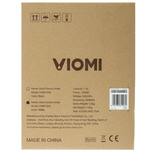 Купить Электрочайник Viomi Mechanical Kettle белый  4814292. Характеристики, отзывы и цены в Донецке