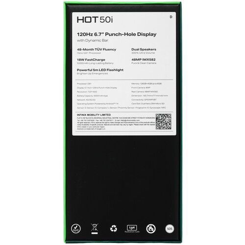 Купить 6.7" Смартфон Infinix HOT 50i 128 ГБ зеленый  5488683. Характеристики, отзывы и цены в Донецке