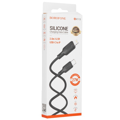 Купить Кабель круглый Borofone Lightning 8-pin - USB Type-C черный 2 м  9244372. Характеристики, отзывы и цены в Донецке