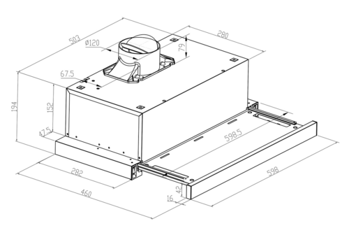 Купить Вытяжка телескопическая Meferi SLIDEBOX60BK GLASS ULTRA черный/черный  9202542. Характеристики, отзывы и цены в Донецке
