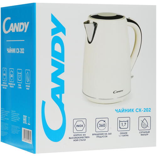 Купить Электрочайник Candy CK-202 бежевый  9083381. Характеристики, отзывы и цены в Донецке