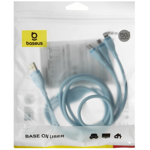 Купить Кабель круглый Baseus Lightning 8-pin, micro USB, USB Type-C - USB 2.0 Type-A голубой 1.5 м  5627755. Характеристики, отзывы и цены в Донецке