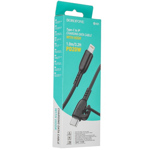Купить Кабель круглый Borofone Lightning 8-pin - USB Type-C черный 1 м  9244430. Характеристики, отзывы и цены в Донецке