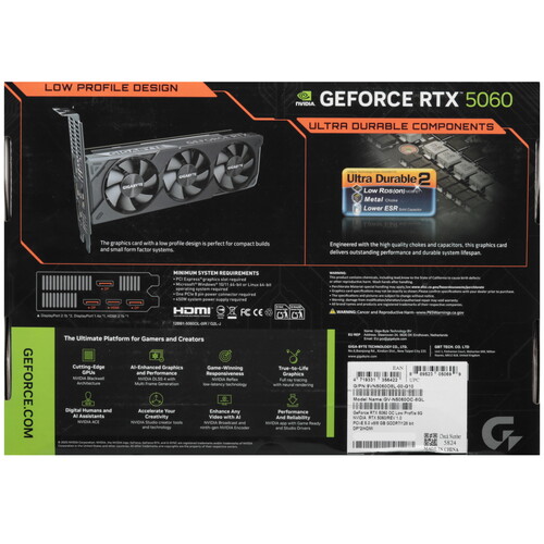 Купить Видеокарта GIGABYTE GeForce RTX 5060 OC LP  5628037. Характеристики, отзывы и цены в Донецке