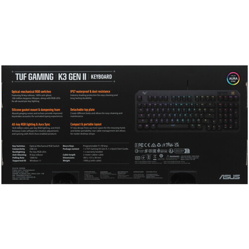 Купить Клавиатура  проводная ASUS TUF Gaming K3 Gen II  5498886. Характеристики, отзывы и цены в Донецке