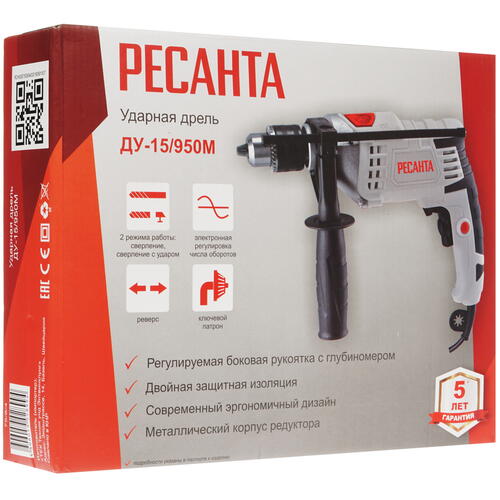 Купить Дрель  Ресанта ДУ-15/950М  8160145. Характеристики, отзывы и цены в Донецке