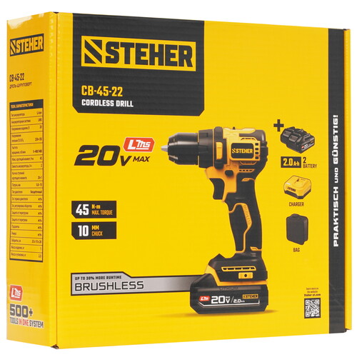 Купить Дрель-шуруповерт STEHER CB-45-22  9312329. Характеристики, отзывы и цены в Донецке