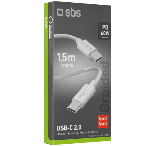 Купить Кабель круглый SBS USB Type-C - USB Type-C серый 1.5 м  5617426. Характеристики, отзывы и цены в Донецке