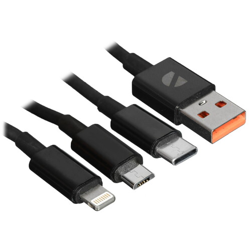 Купить Кабель круглый DEPPA Lightning 8-pin, micro USB, USB Type-C - USB 2.0 Type-A черный 1.2 м  9096801. Характеристики, отзывы и цены в Донецке