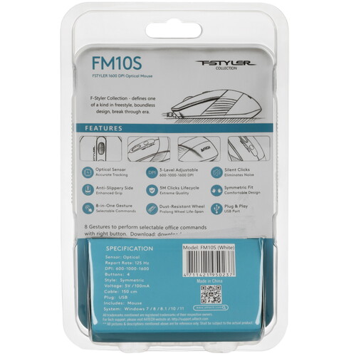 Купить Мышь проводная A4Tech Fstyler FM10S  5435523. Характеристики, отзывы и цены в Донецке