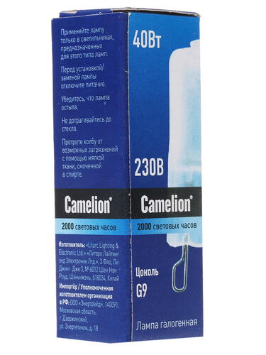 Купить Лампа галогенная Camelion G9/40W/220V  1109802. Характеристики, отзывы и цены в Донецке