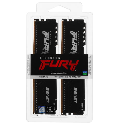 Купить Оперативная память Kingston FURY Beast Black [KF432C16BB1K2/32] 32 ГБ  5072382. Характеристики, отзывы и цены в Донецке