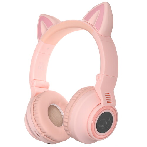 Купить Беспроводные/проводные наушники Borofone BO18 Cat розовый  5087474. Характеристики, отзывы и цены в Донецке