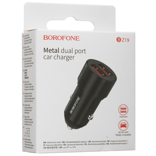 Купить Автомобильное ЗУ Borofone BZ19 Wisdom черный  5473079. Характеристики, отзывы и цены в Донецке