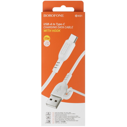 Купить Кабель круглый Borofone USB Type-C - USB 2.0 Type-A белый 1 м  5475024. Характеристики, отзывы и цены в Донецке