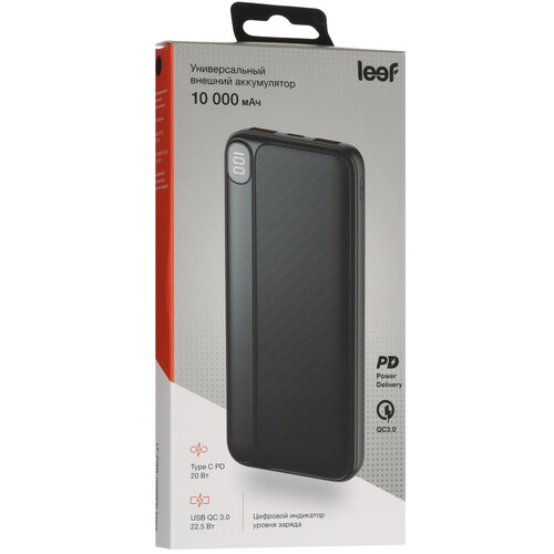 Купить Портативный аккумулятор Leef LF-PWB-10000PD черный  5619595. Характеристики, отзывы и цены в Донецке