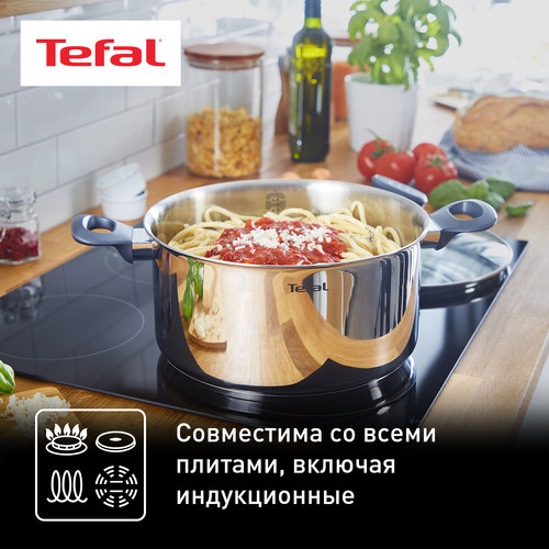 Купить Кастрюля Tefal Daily Cook G7124645 4.5 л 24 см серебристый  1230623. Характеристики, отзывы и цены в Донецке