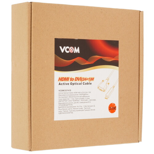 Купить Кабель однонаправленный VCOM HDMI - DVI-D, 20 м  5471689. Характеристики, отзывы и цены в Донецке