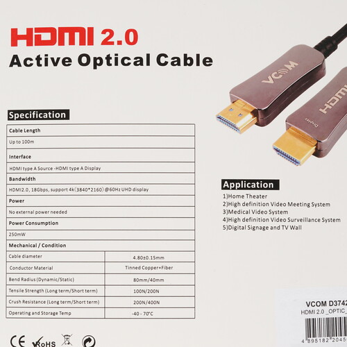 Купить Кабель однонаправленный VCOM HDMI - HDMI, 30 м  4766690. Характеристики, отзывы и цены в Донецке