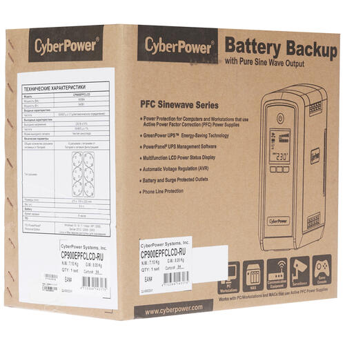 Купить ИБП CyberPower CP900EPFCLCD  7906312. Характеристики, отзывы и цены в Донецке