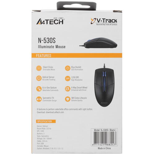 Купить Мышь проводная A4Tech N-530S  5424230. Характеристики, отзывы и цены в Донецке