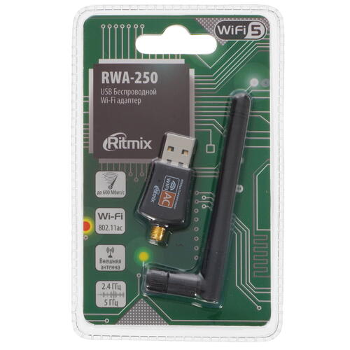 Купить Wi-Fi адаптер RITMIX RWA-250  5366599. Характеристики, отзывы и цены в Донецке