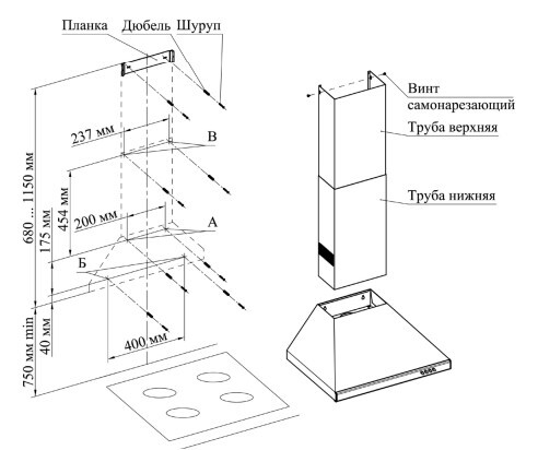 Купить Вытяжка каминная Gefest ВО 11 К45 белый  1039008. Характеристики, отзывы и цены в Донецке