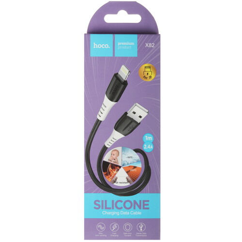 Купить Кабель круглый Hoco Lightning 8-pin - USB 2.0 Type-A черный 1 м  5475130. Характеристики, отзывы и цены в Донецке