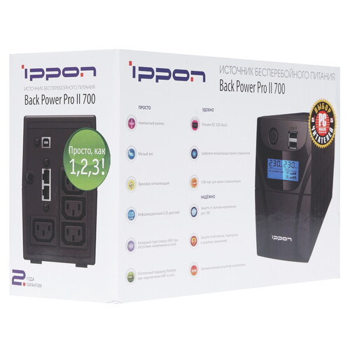 Купить ИБП Ippon Back Power PRO ll 700  1326235. Характеристики, отзывы и цены в Донецке