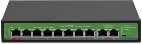 Купить Коммутатор Digma DSP208F-2F-T120  9156498. Характеристики, отзывы и цены в Донецке