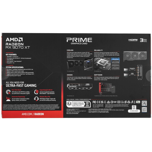 Купить Видеокарта ASUS AMD Radeon 9070 XT PRIME OC Edition  5620304. Характеристики, отзывы и цены в Донецке