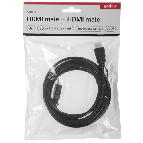 Купить Кабель  Aceline HDMI - HDMI, 3 м  9143444. Характеристики, отзывы и цены в Донецке