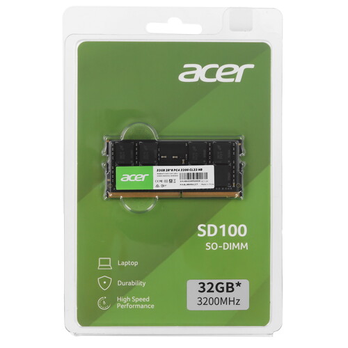 Купить Оперативная память SODIMM Acer SD100 [BL.9BWWA.217] 32 ГБ  5447175. Характеристики, отзывы и цены в Донецке