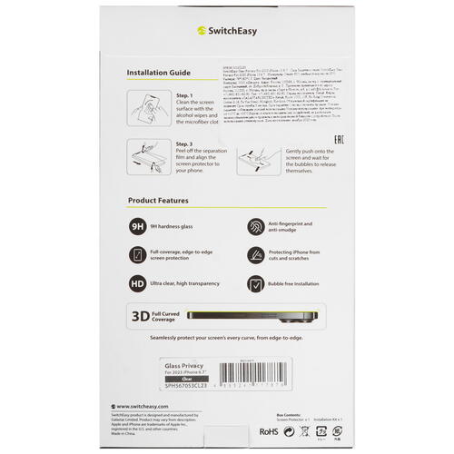 Купить Защитное стекло SwitchEasy для экрана Apple iPhone 15 Plus  9106821. Характеристики, отзывы и цены в Донецке