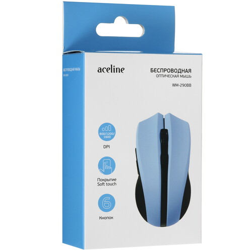Купить Мышь беспроводная Aceline WM-290BB  голубой  5481619. Характеристики, отзывы и цены в Донецке