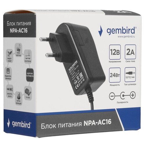 Купить Адаптер питания сетевой Gembird NPA-AC16  9082337. Характеристики, отзывы и цены в Донецке